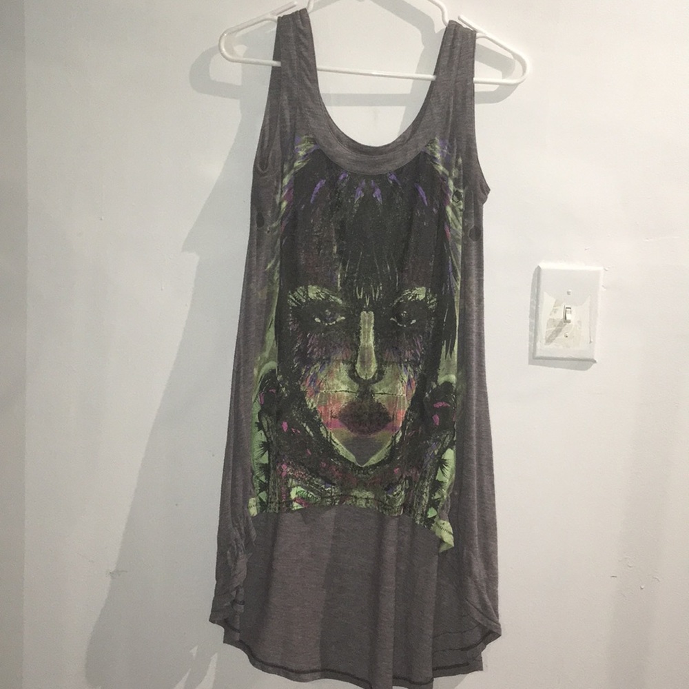 Vintage high low tank top w/ original art design